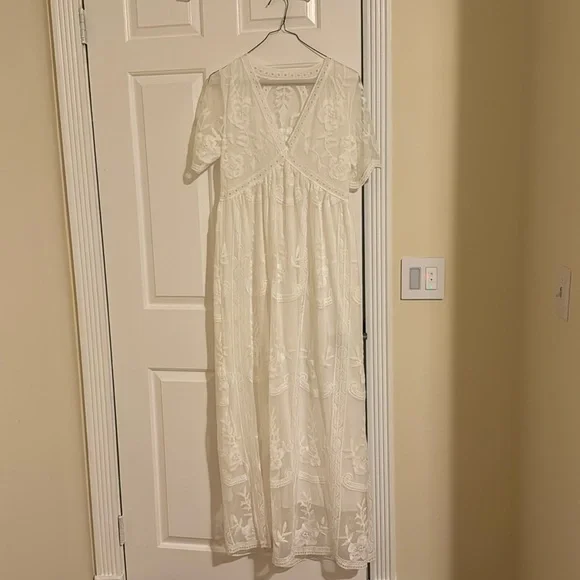 chinese dress ladies Lace Maternity Dress Large / Caramel